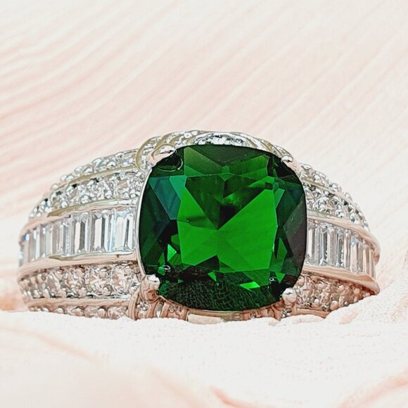 Gorgeous Square Stone Micro Paved Shiny CZ Luxury Ring for Women, INDN8341 - Picture 2 of 8